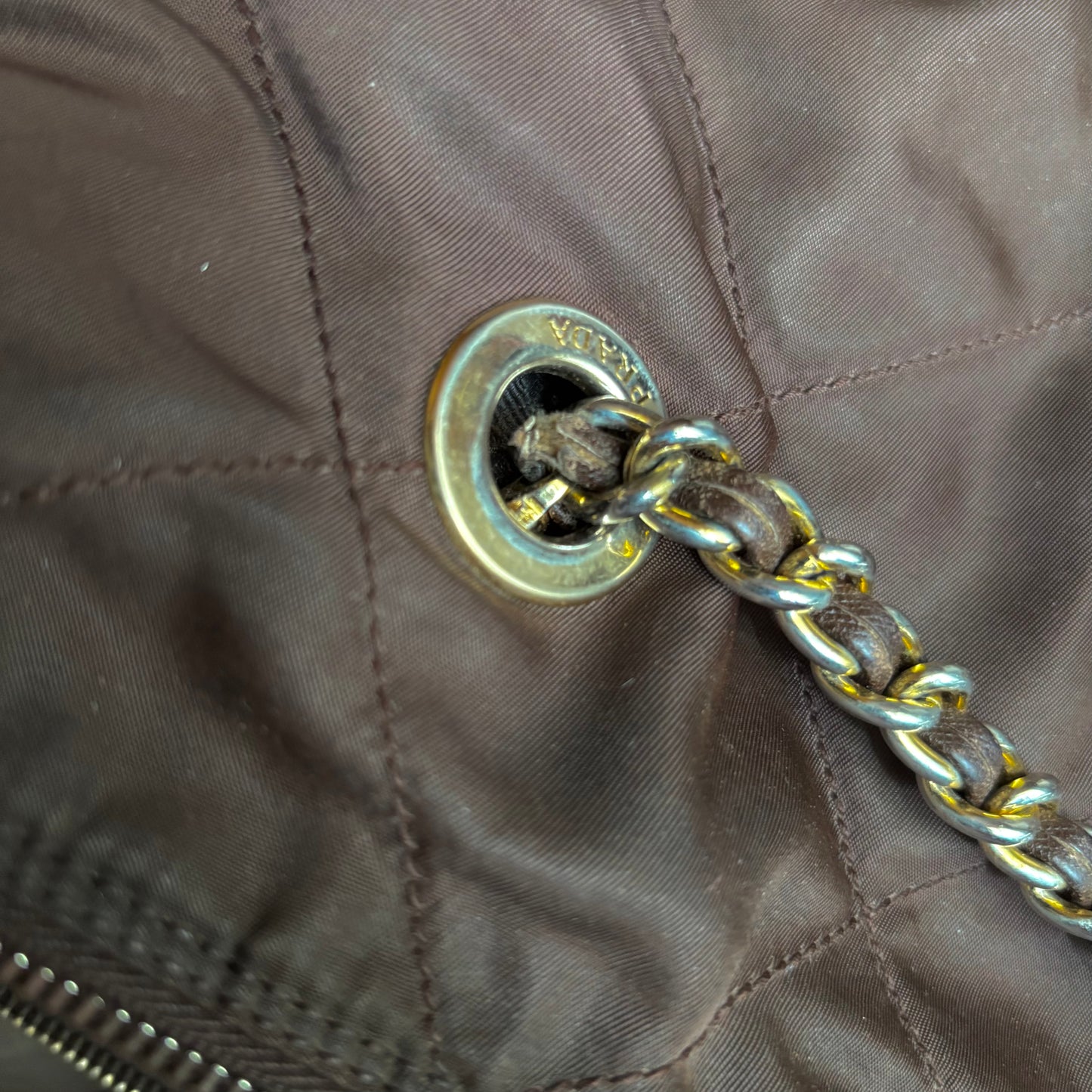 Vintage Prada Milano Quilted Nylon Purse ca. 31cm - Brown