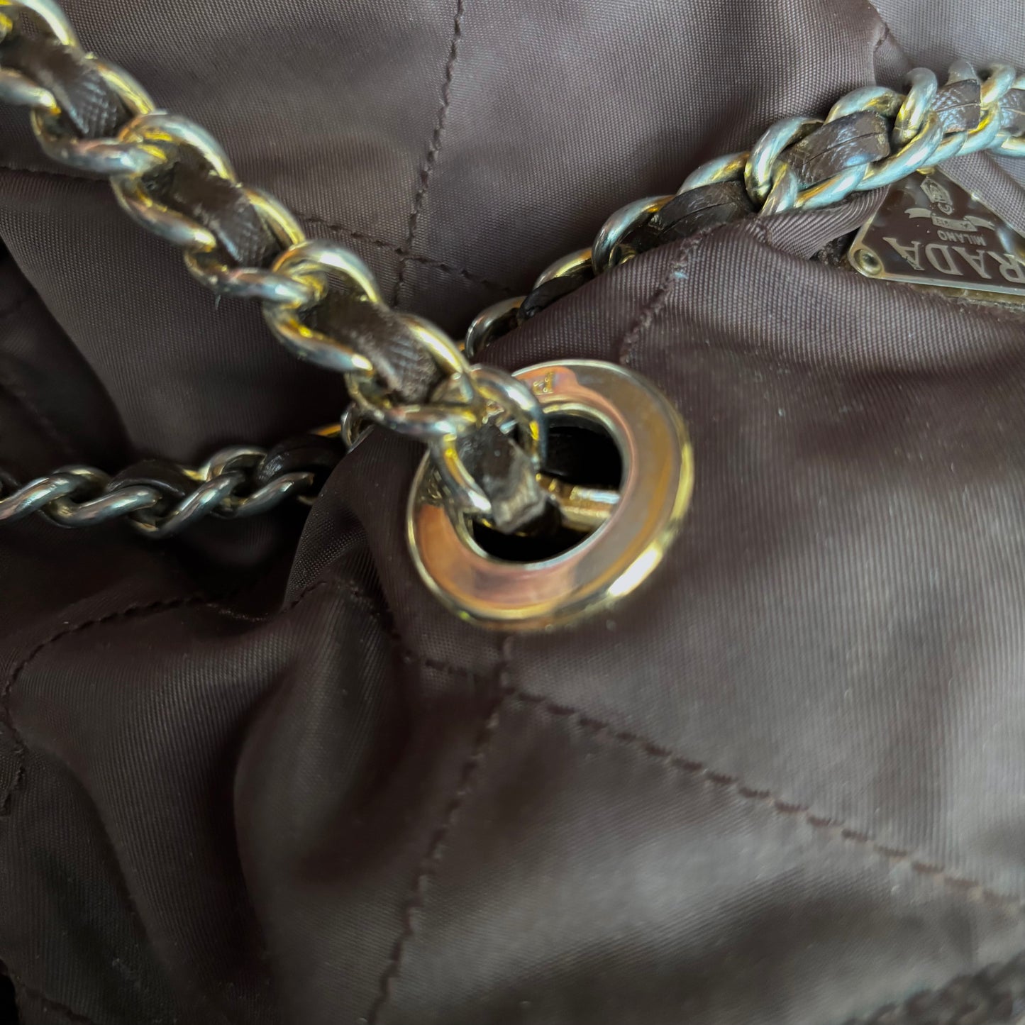 Vintage Prada Milano Quilted Nylon Purse ca. 31cm - Brown