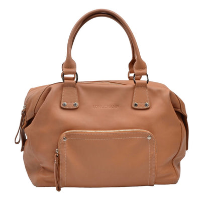 Longchamp Paris Leather Bag Made in France ca. 32cm - Tan