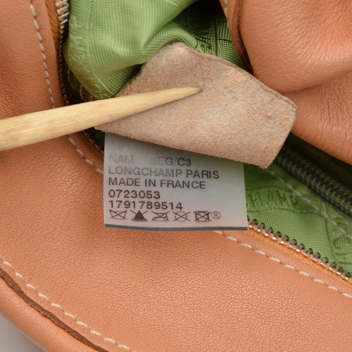 Longchamp Paris Leather Bag Made in France ca. 32cm - Tan