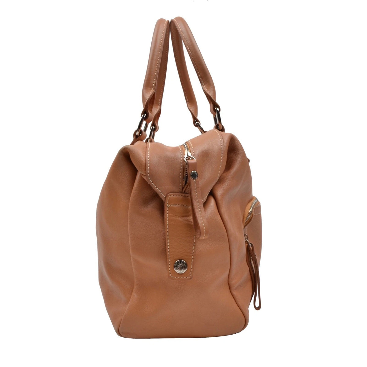 Longchamp Paris Leather Bag Made in France ca. 32cm - Tan