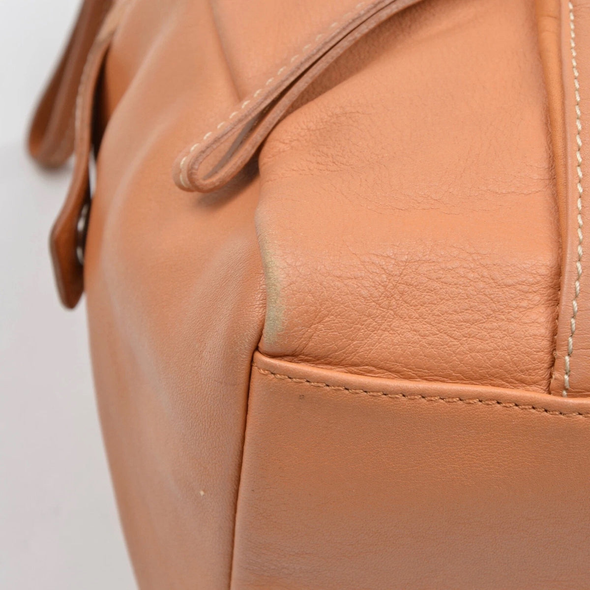 Longchamp Paris Leather Bag Made in France ca. 32cm - Tan
