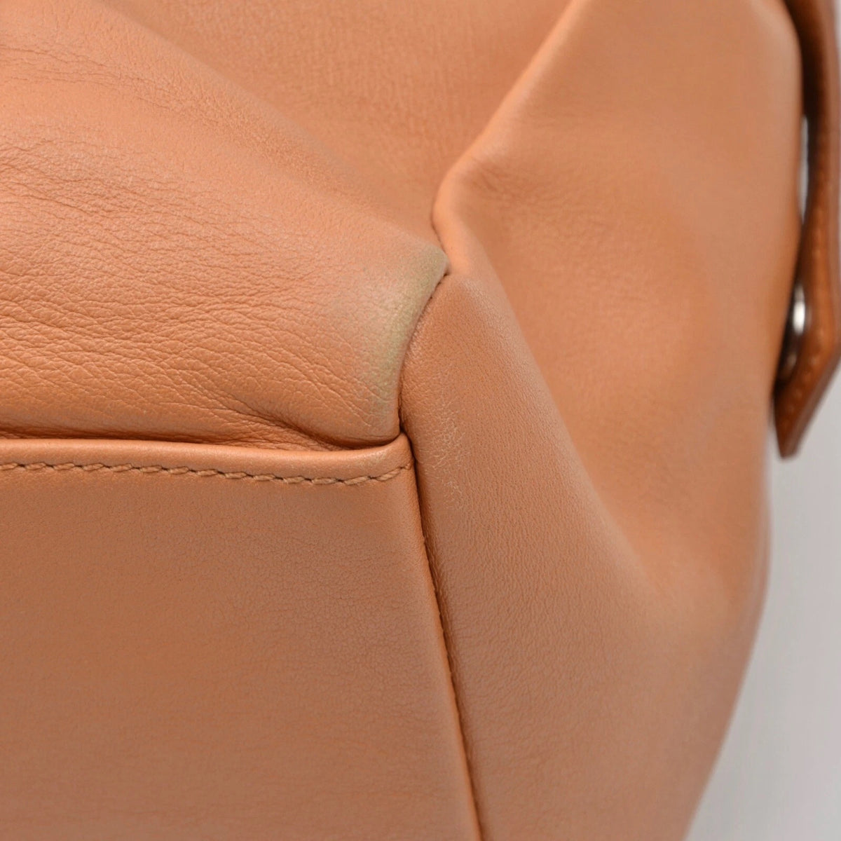 Longchamp Paris Leather Bag Made in France ca. 32cm - Tan