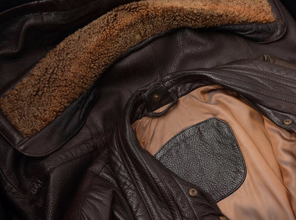 Exclusiv Lamb Nappa Leather Jacket Feat. Shearling Collar Size 50 - Brown