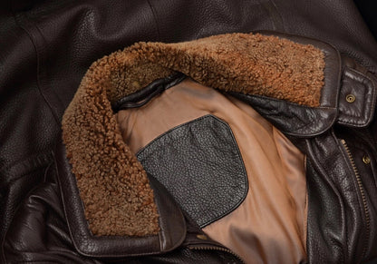 Exclusiv Lamb Nappa Leather Jacket Feat. Shearling Collar Size 50 - Brown
