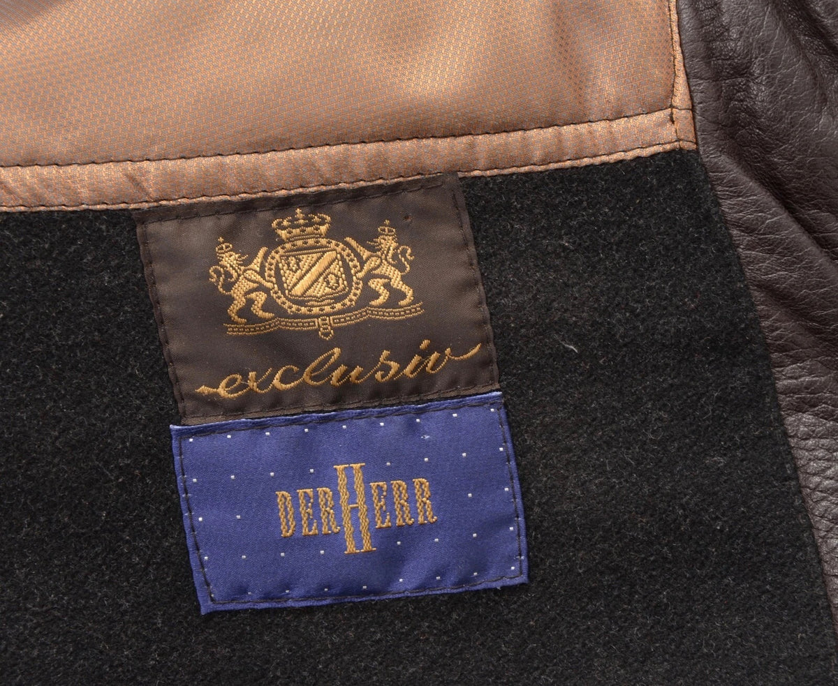 Exclusiv Lamb Nappa Leather Jacket Feat. Shearling Collar Size 50 - Brown