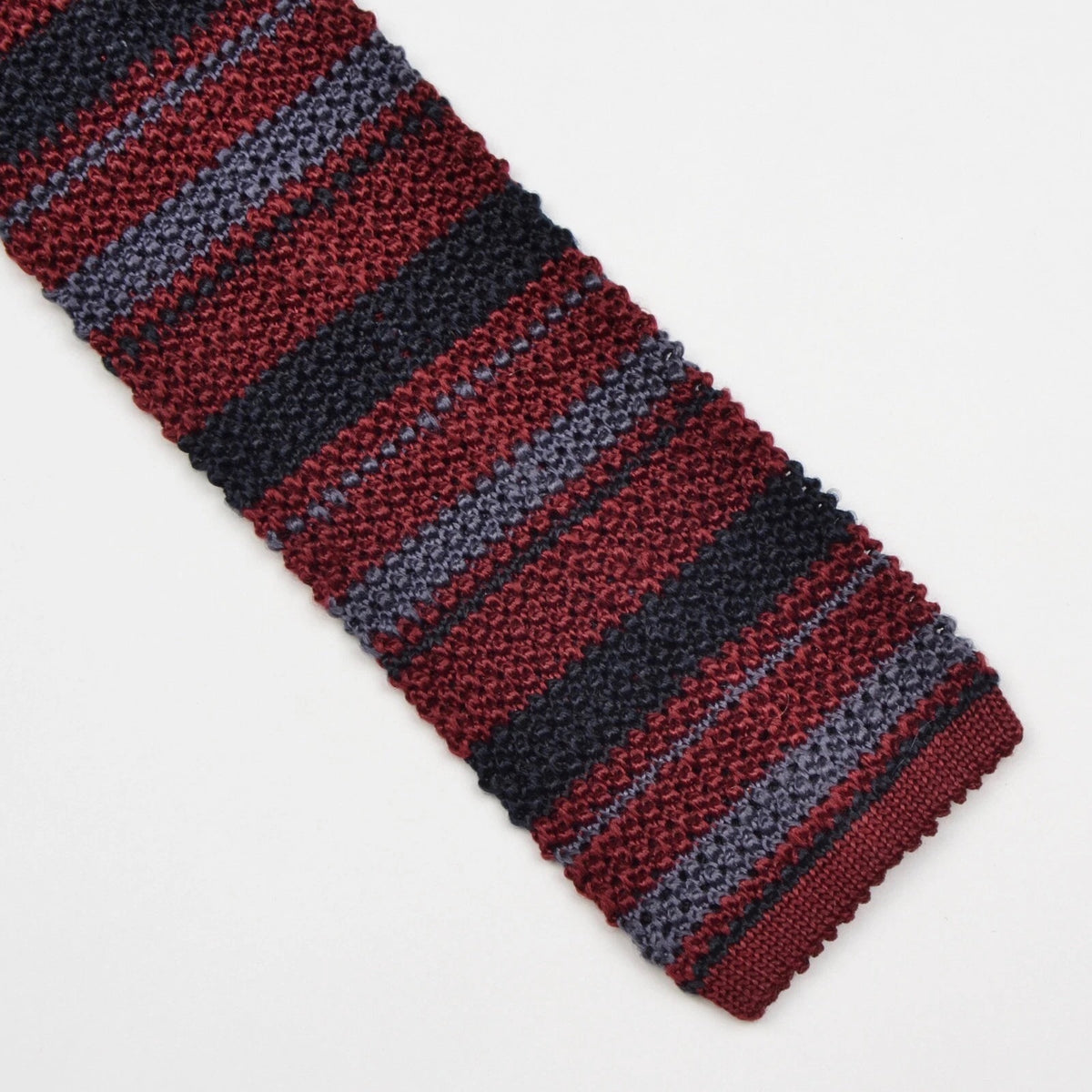 Classic Silk Knit Tie - Burgundy Stripes