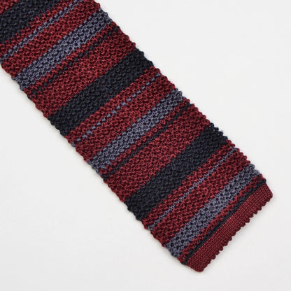 Classic Silk Knit Tie - Burgundy Stripes