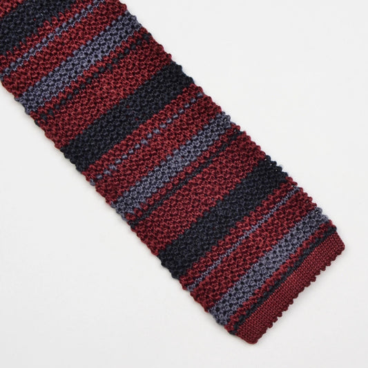 Classic Silk Knit Tie - Burgundy Stripes