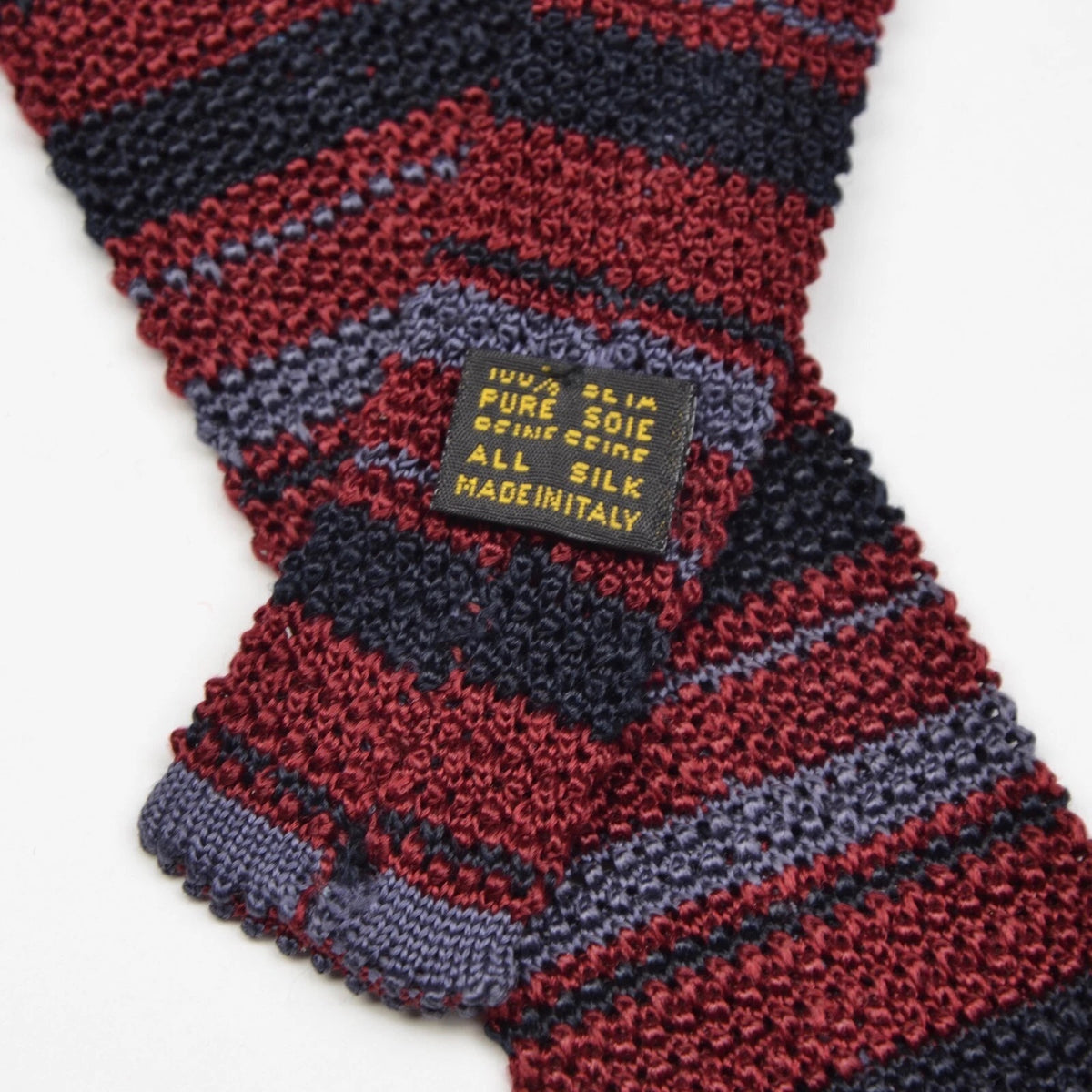 Classic Silk Knit Tie - Burgundy Stripes