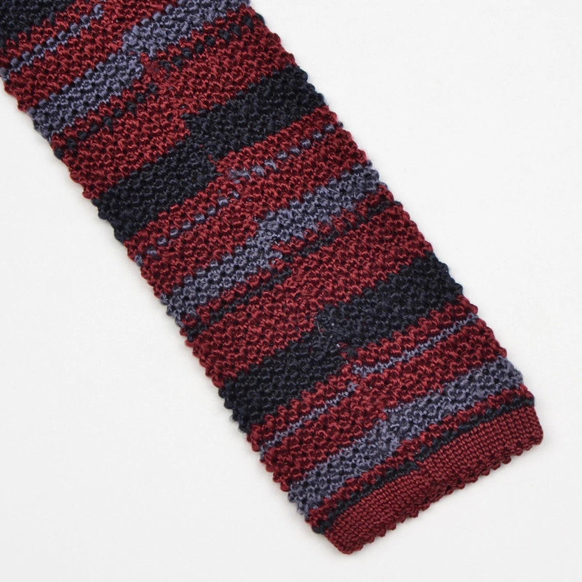 Classic Silk Knit Tie - Burgundy Stripes
