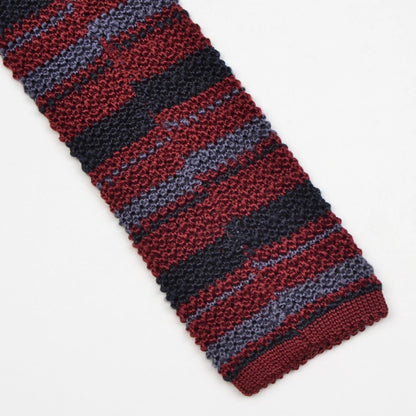 Classic Silk Knit Tie - Burgundy Stripes