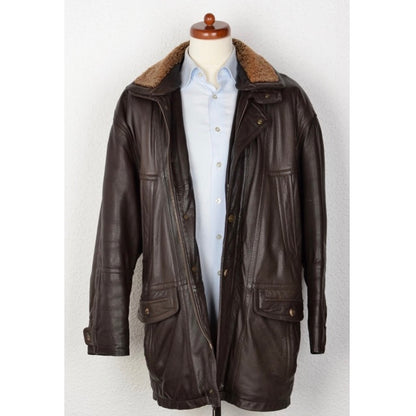 Exclusiv Lamb Nappa Leather Jacket Feat. Shearling Collar Size 50 - Brown