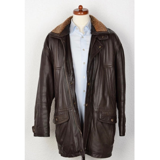 Exclusiv Lamb Nappa Leather Jacket Feat. Shearling Collar Size 50 - Brown