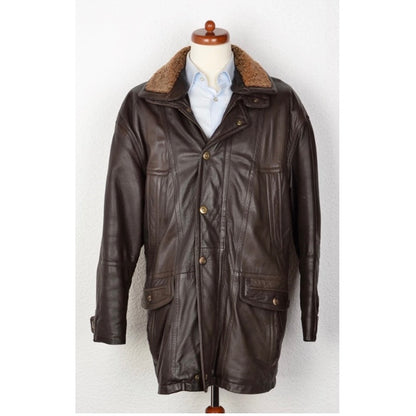 Exclusiv Lamb Nappa Leather Jacket Feat. Shearling Collar Size 50 - Brown