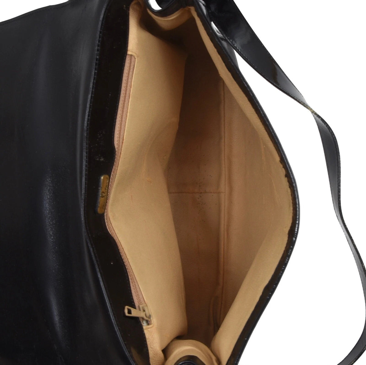 Etienne Aigner Lackleder-Umhängetasche Made in Italy ca. 30 cm – Schwarz