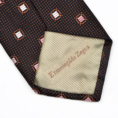 Ermenegildo Zegna Silk Tie ca. 147cm Made in Italy - Brown/Pink