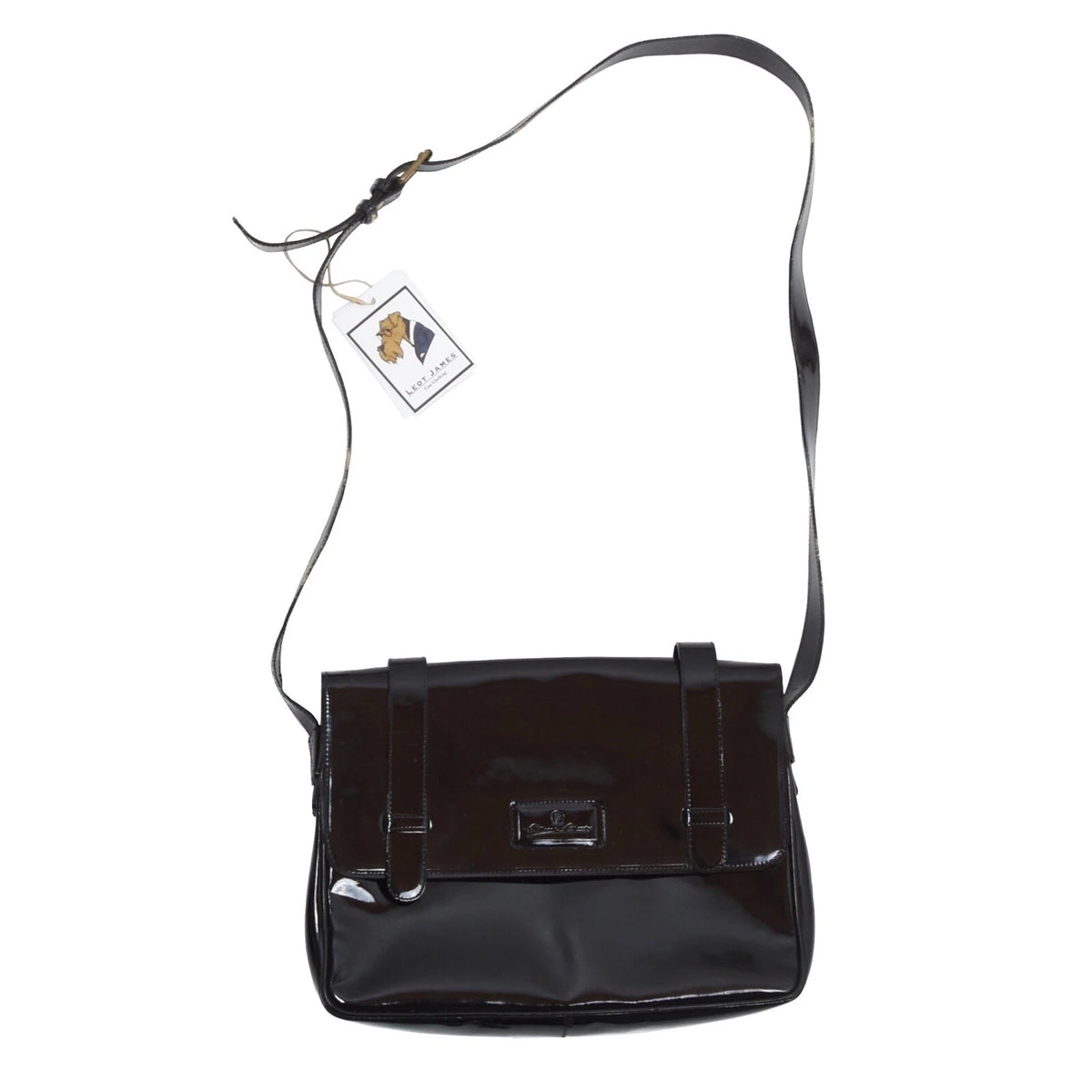 Etienne Aigner Lackleder-Umhängetasche Made in Italy ca. 30 cm – Schwarz