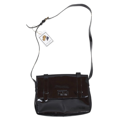 Etienne Aigner Lackleder-Umhängetasche Made in Italy ca. 30 cm – Schwarz