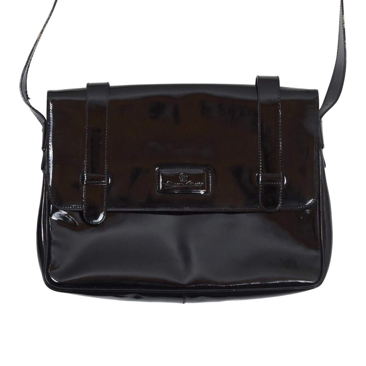 Etienne Aigner Lackleder-Umhängetasche Made in Italy ca. 30 cm – Schwarz