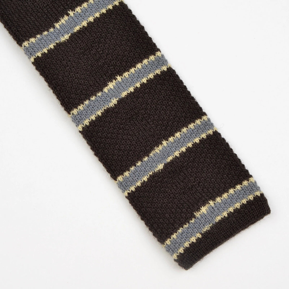 Klassic 100% Wolle Strickkrawatte Made in Italy - Braun Gestreift