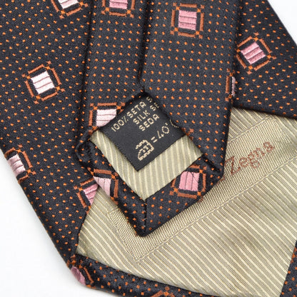 Ermenegildo Zegna Silk Tie ca. 147cm Made in Italy - Brown/Pink