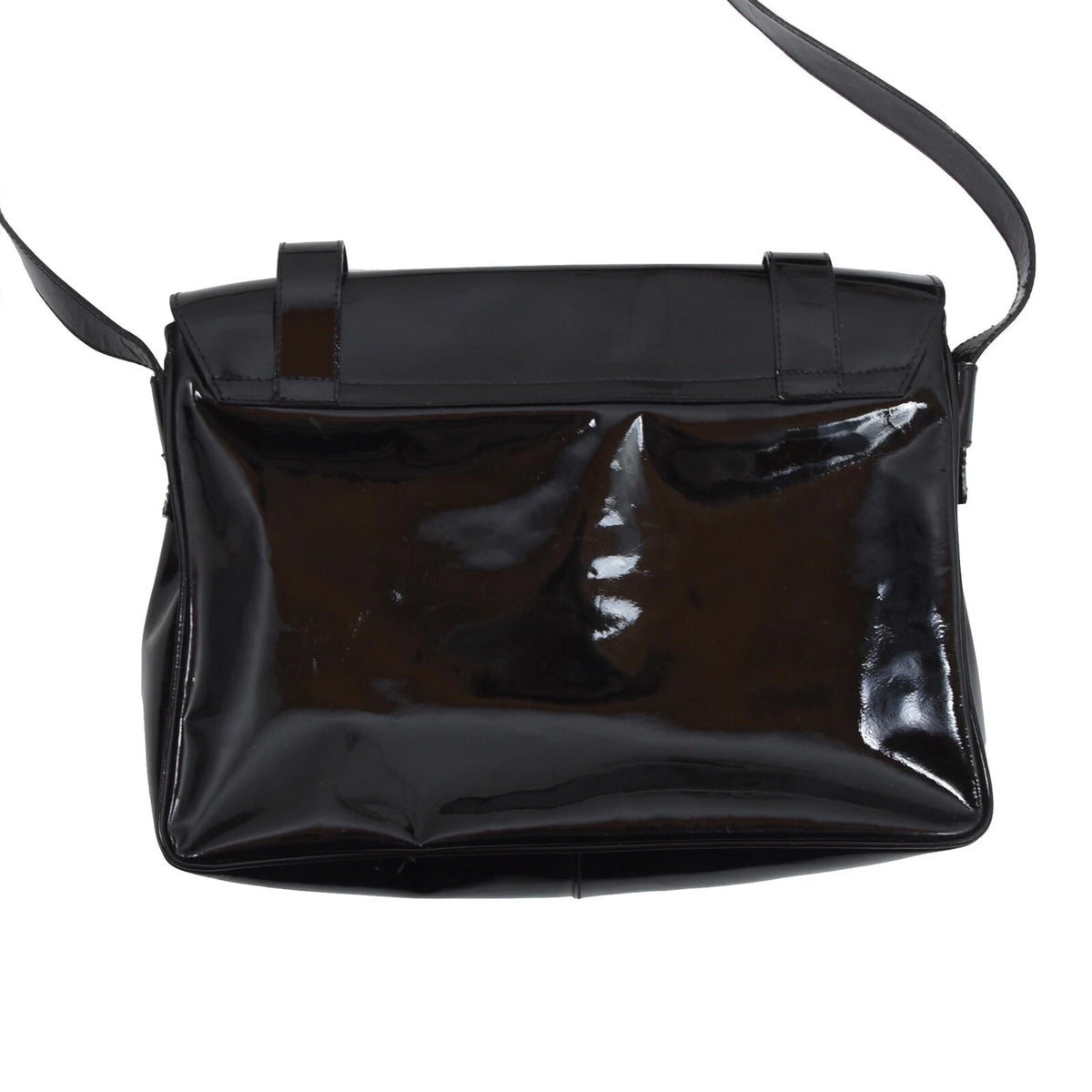 Etienne Aigner Lackleder-Umhängetasche Made in Italy ca. 30 cm – Schwarz