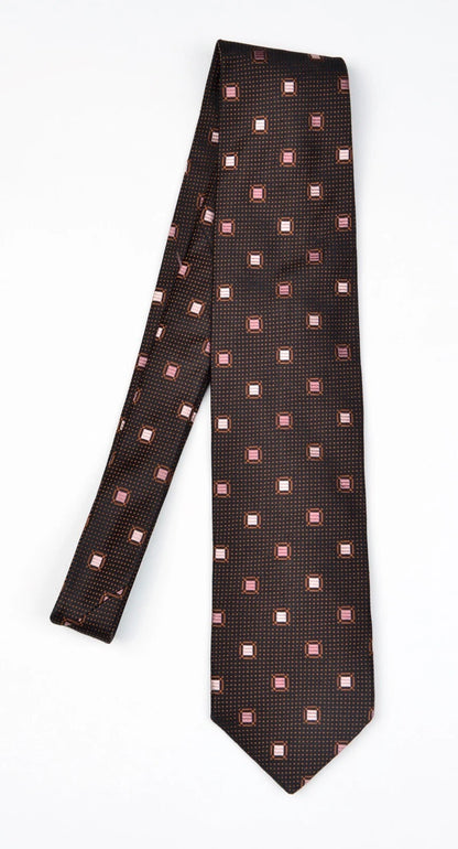 Ermenegildo Zegna Silk Tie ca. 147cm Made in Italy - Brown/Pink