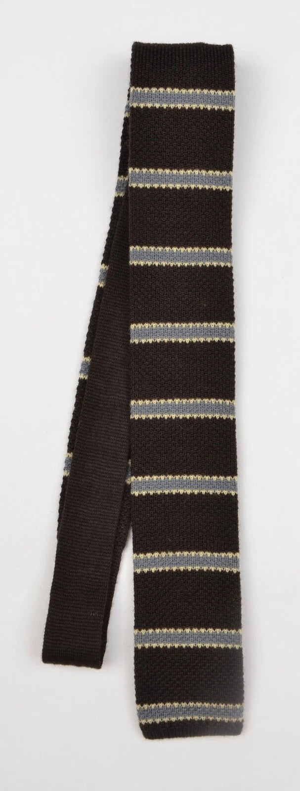 Klassic 100% Wolle Strickkrawatte Made in Italy - Braun Gestreift