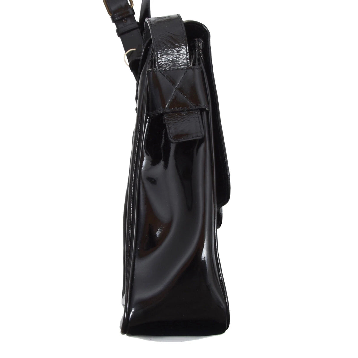 Etienne Aigner Lackleder-Umhängetasche Made in Italy ca. 30 cm – Schwarz