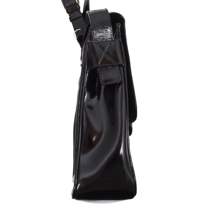 Etienne Aigner Lackleder-Umhängetasche Made in Italy ca. 30 cm – Schwarz