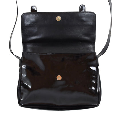 Etienne Aigner Lackleder-Umhängetasche Made in Italy ca. 30 cm – Schwarz
