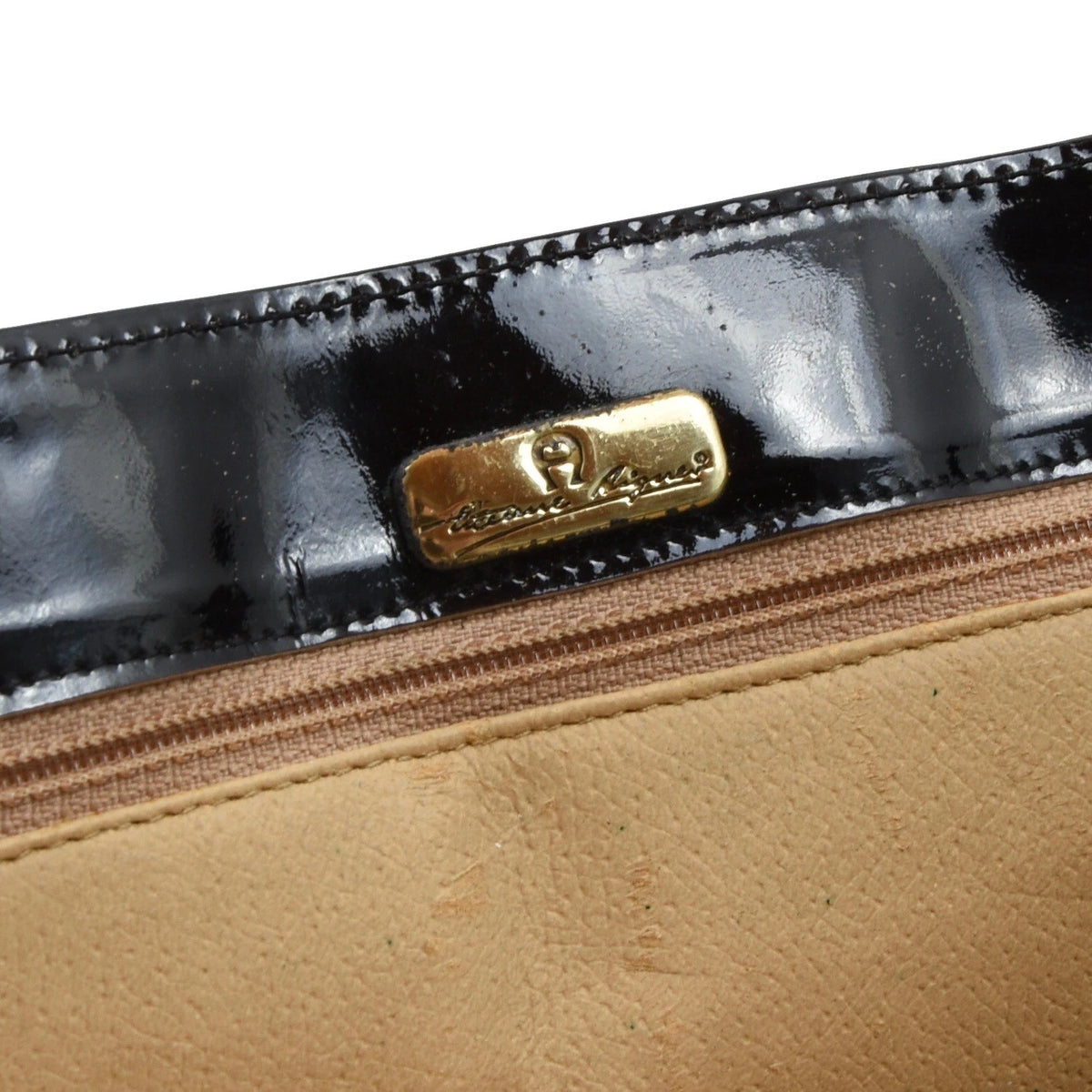 Etienne Aigner Lackleder-Umhängetasche Made in Italy ca. 30 cm – Schwarz