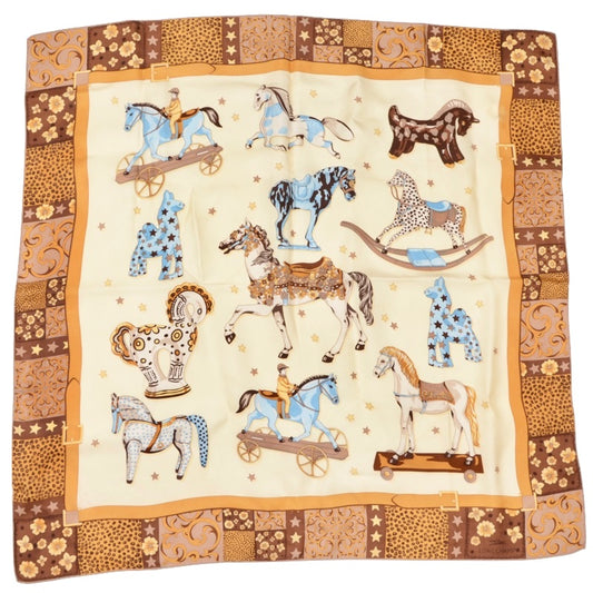 Longchamp Paris Rockinghorse Print Silk Scarf