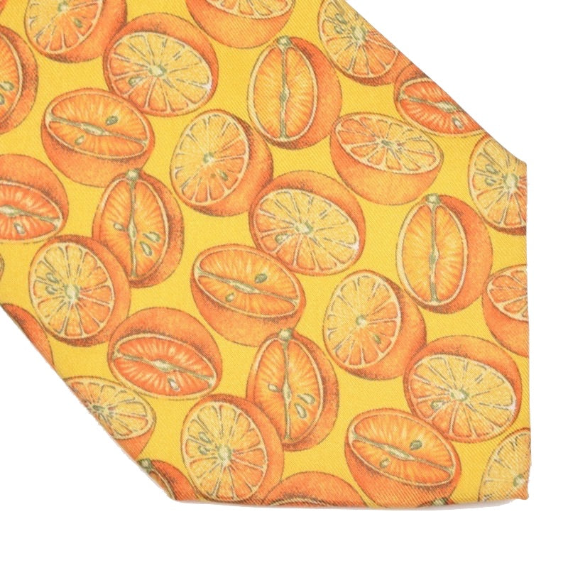 Gucci Orange Print Silk Tie - Orange