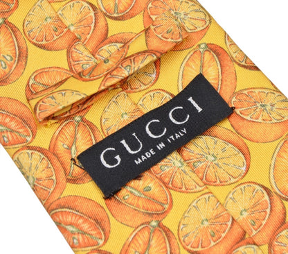 Gucci Orange bedruckte Seidenkrawatte - Orange