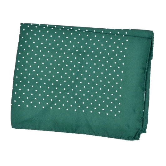 Andrew's Ties Collection Silk Pocket Square - Green Polka Dot