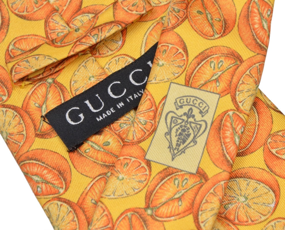 Gucci Orange bedruckte Seidenkrawatte - Orange