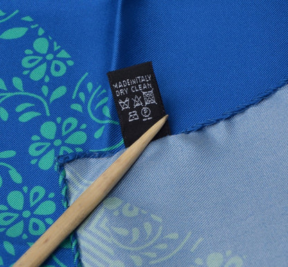 Andrew's Ties Silk Pocket Square - Blue Hibiscus