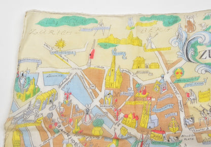 Anonym Handgerolltes Einstecktuch aus Baumwolle - Zürich Karte