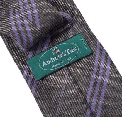 Andrew's Krawatten Karierte Wollkrawatte - Grau &amp; Lila