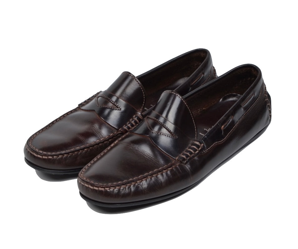 D. Lepori Leather Driving Shoes Size 45 - Dark Brown