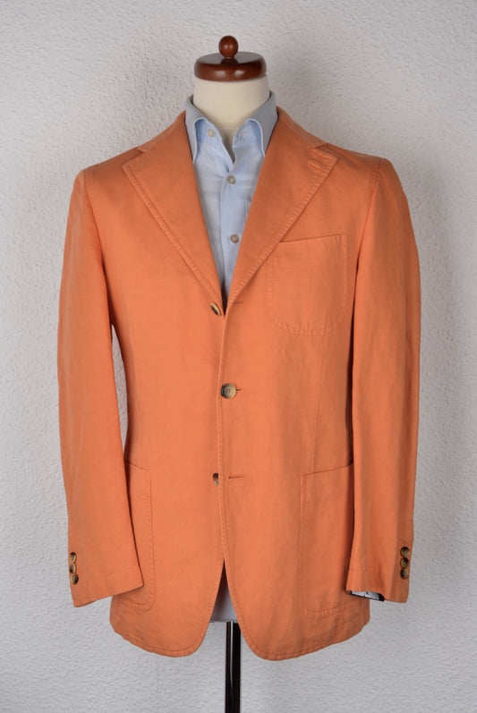 Raffaele Caruso Linen & Cotton Jacket Size 46 - Orange