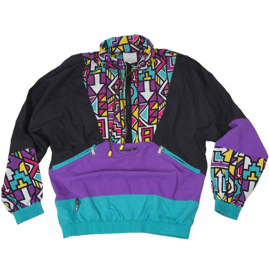 Vintage '90s Adidas Windbreaker Size D5/S - Black/Purple/Teal