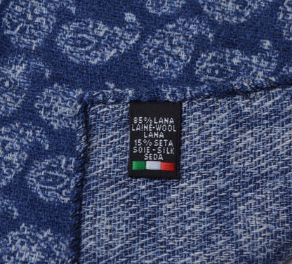 Wool/Silk Paisley Pocket Square - Blue