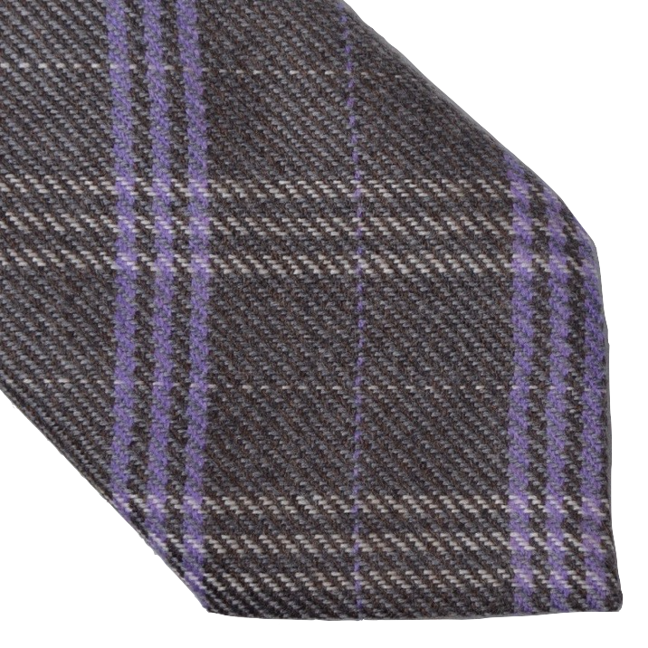 Andrew's Ties Plaid Wool Tie - Grey & Purple