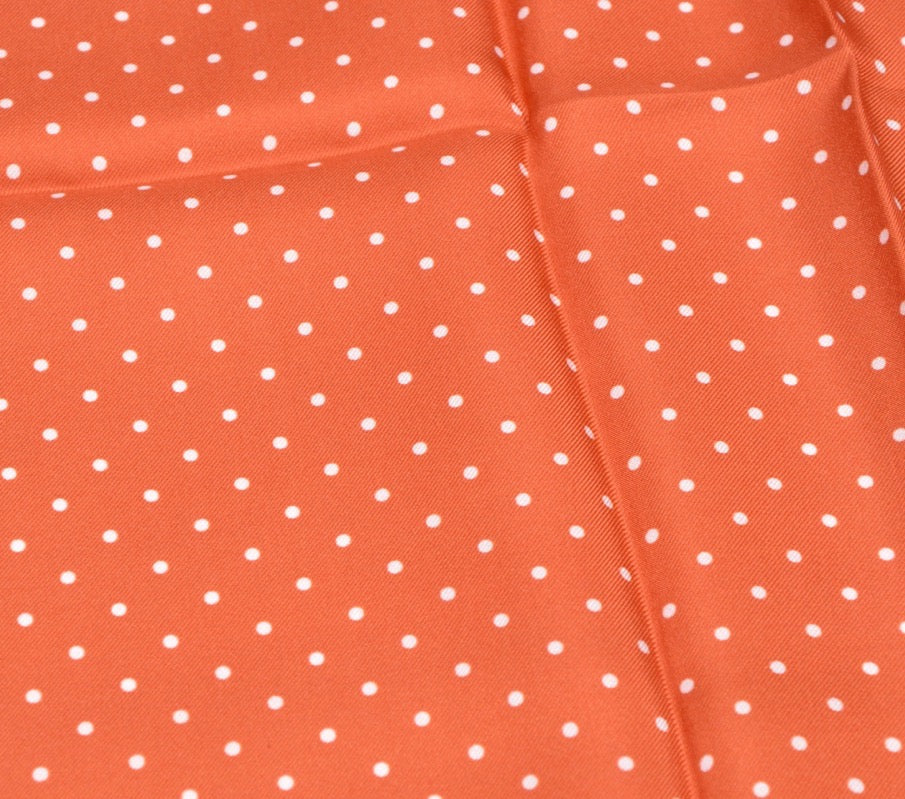 Andrew's Ties Collection Seiden-Einstecktuch – Orange Polka Dot