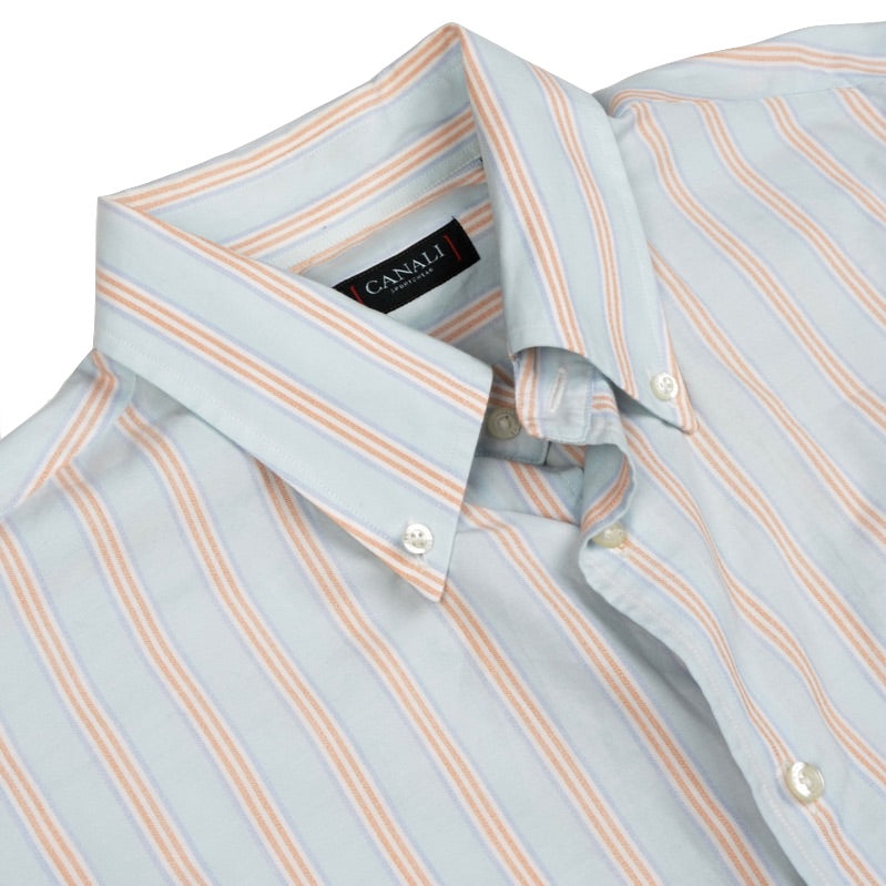 Canali Striped Shirt Size XL - Blue/Orange