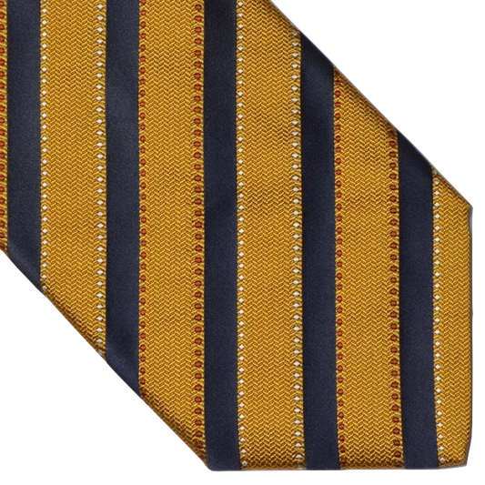 Italo Ferretti Striped Silk Tie - Gold & Navy