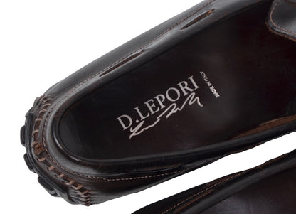D. Lepori Leather Driving Shoes Size 45 - Dark Brown